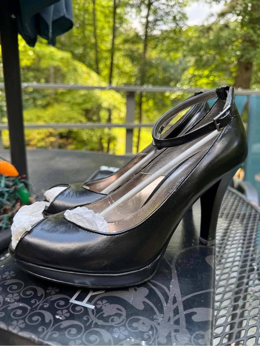 50s styled Black Ankle-Strap Peep-Toe Heels Rampage size 8.5
